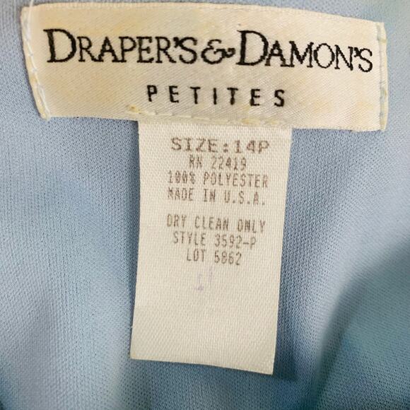 Vintage Sz 14P Floral Ruffle Tired 2 Piece Dress Skirt Set Blue Boho Chiffon - Picture 11 of 11